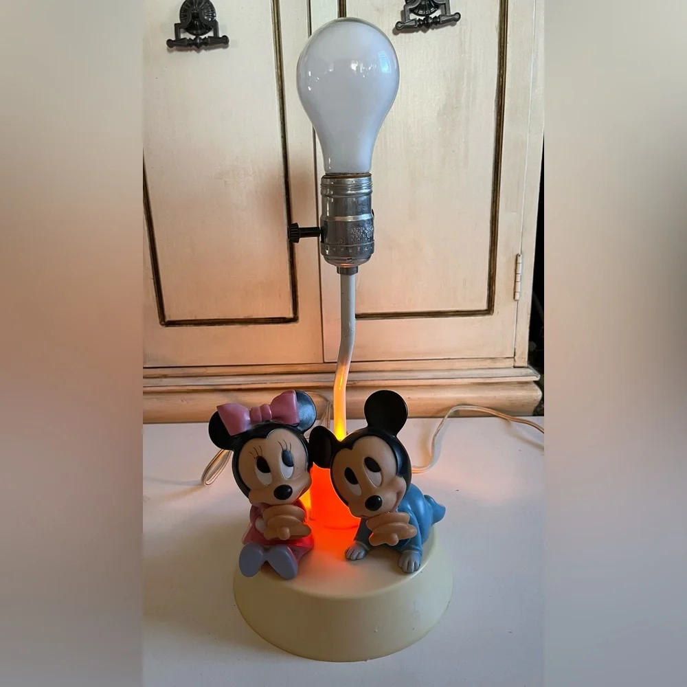 Vintage Baby MICKEY & MINNIE Mouse Nursery Lamp Nightlight Walt Disney kids room